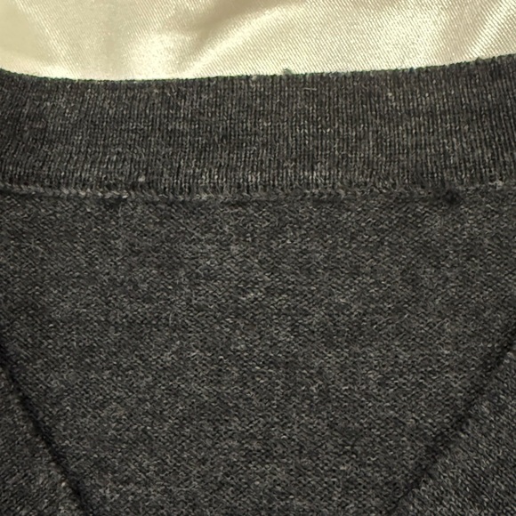 Ermenegildo Zegna Wool Sweater Small Gray V Neck Indented Stripe Quiet Luxury - Picture 7 of 10